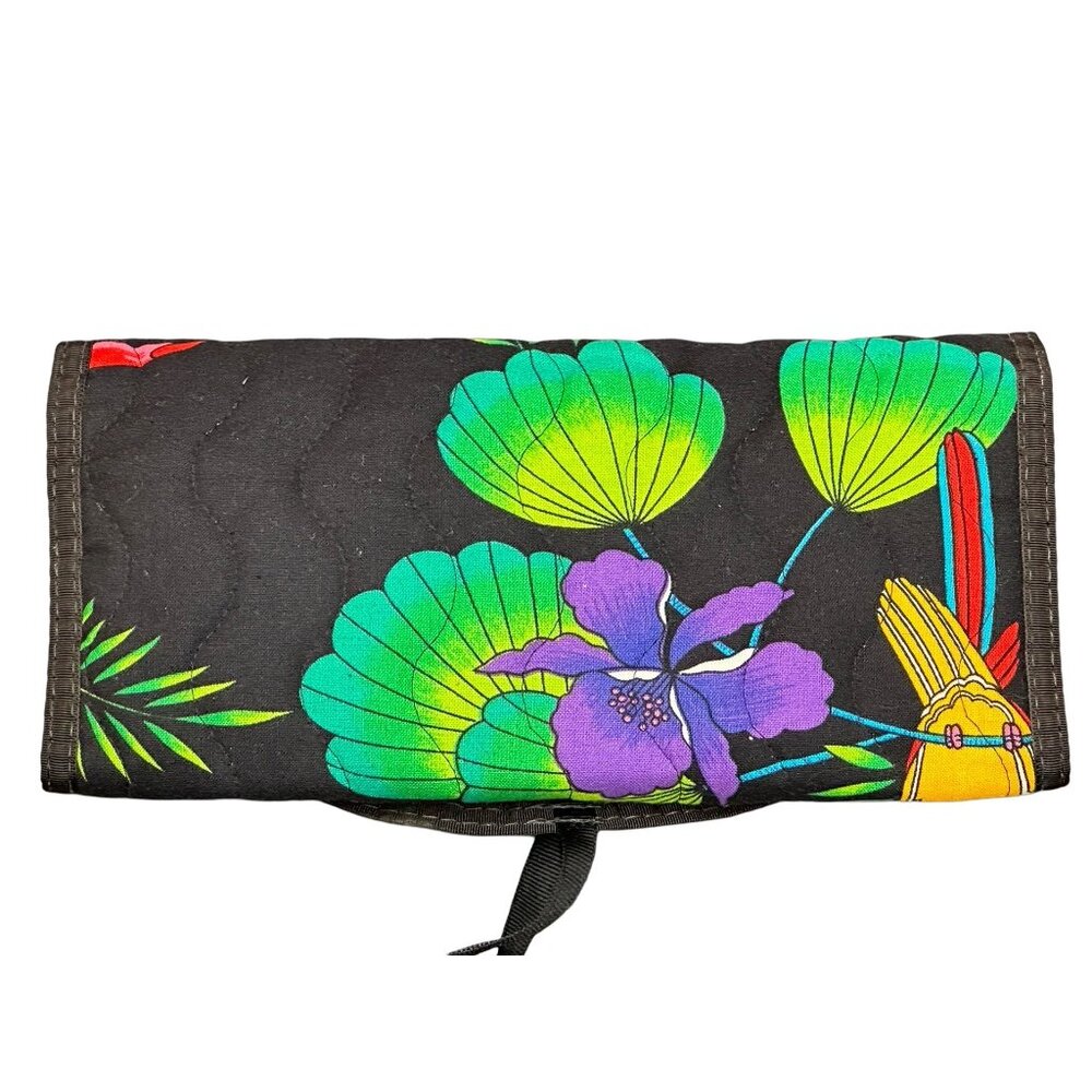Handmade Quilted Travel Jewelry Roll With Tropical Parrot Design - Picture 4 of 4